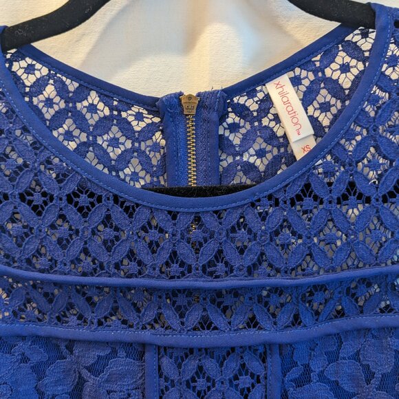 Women's Royal Blue Lace Sleeveless Fit and Flare Dress - Size XS - Picture 10 of 11